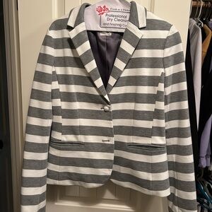 Striped Women's Blazer - Gray and White